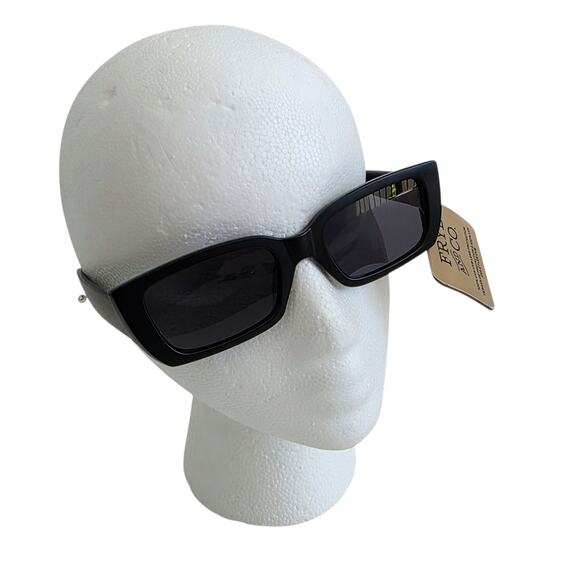 Frye Matte Black Oversized Rectangle Sunglasses 100% UV